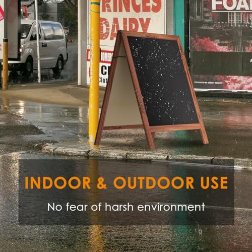 INNOVART A-Frame Sidewalk Sign 40" x 26", Double-Sided Felt Sandwich Letter Board with Changeable Letters, Letter Board Sign with Stand for Restaurant, Retail, Church, Wedding, Outdoor Event, Dark Brown