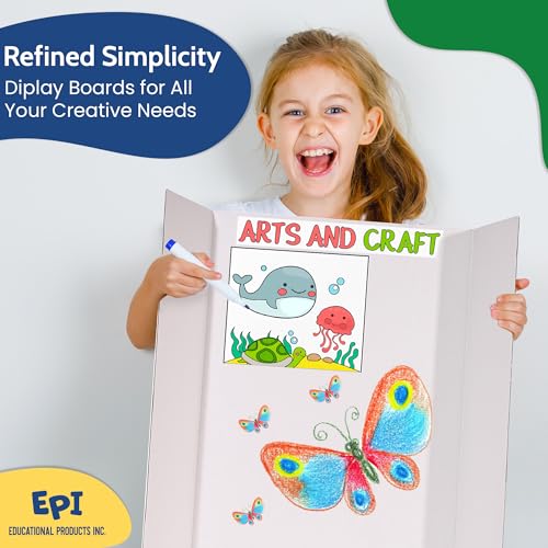EPI Tri Fold Cardboard Display Board. Large 36 x 48in Black Tri-fold Poster 30 Pack. Professional Presentation Boards with Rounded Corners for Science Fair Project, School and Business Presentations
