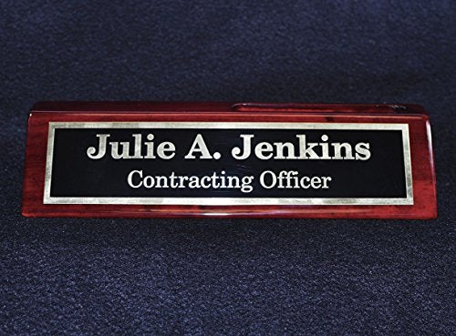 Desk Name Plates | Free Engraving | Custom Name Plates | (2" x 8" w/Card Slot)