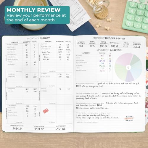 Clever Fox Budget Planner, Monthly Bill Tracker Book 8.3"x11" Dark Green