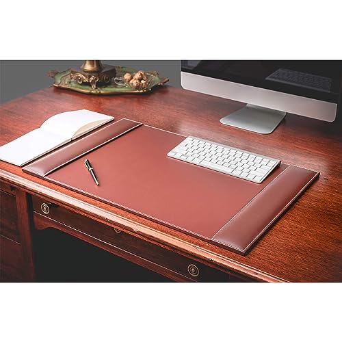 Dacasso Rustic Brown Leather Side-Rail Desk Pad/Desk Protector, 25.5 x 17.25, PR-3202