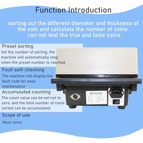 UWYTGF Automatic Coin Counter & Sorter - 1200 Coins Per Minute,Batch Counting for Banks,Shops,Restaurants