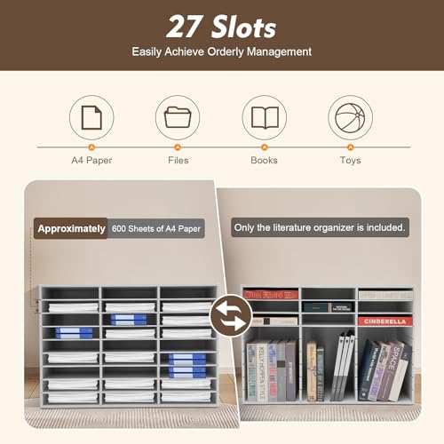 WTIOPJ Classroom Mailbox 27 Slots Home Office Mail Sorter, Construction Paper Organizer Storage Compartment Shelf Holder, Student Mailboxes For Classroom Literature Organizer (31.5 * 12 * 21.9in)