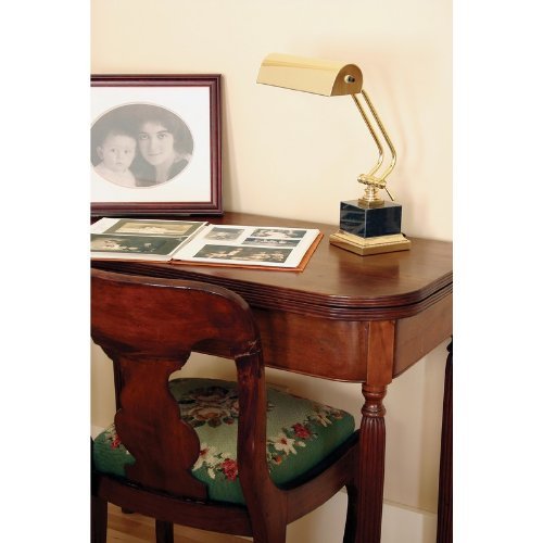 House of Troy P10-101-B Portable Desk/Piano Lamp with Black Marble, 12", Polished Brass