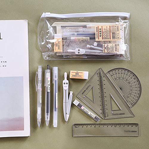 Yuidaaavzz Compass for Geometry 10 Piece Geometry School Set Compass Set with Protractor Rulers Pencil for Math Geometry Best Gift Compass Drawing Tool