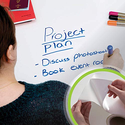 Smart Office Film: Dry Erase White (53 Sq Ft) Writable Self-Adhesive Whiteboard Film for Walls, Desks & Partitions | Easy to Apply, Stain-Resistant & Perfect for Offices, Homes & Classrooms