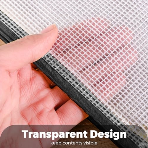 A3 Zipped Document Pouch, 12 x Transparent PVC Document Folder, Store Papers Small Objects Supplies, Cosmetics and Travel Accessories etc (12 Pieces, Black)