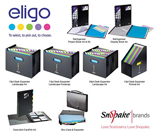 Snopake A4 Eligo Landscape Desk Expander 13-Part – Black [Pack of 1] Ref: 15174