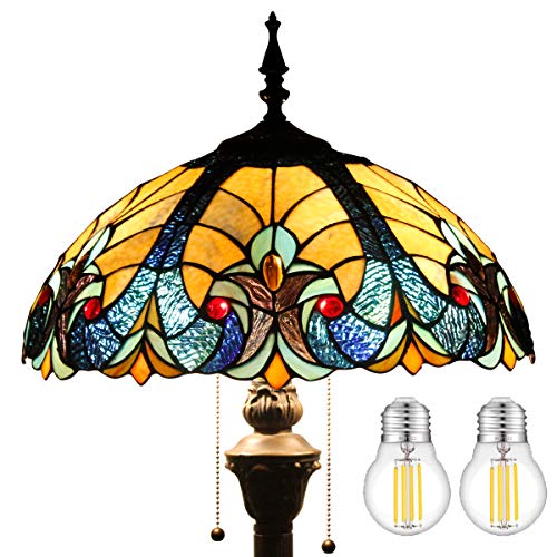 WERFACTORY Tiffany Floor Lamp 64 Inch Stained Glass Standing Reading Light