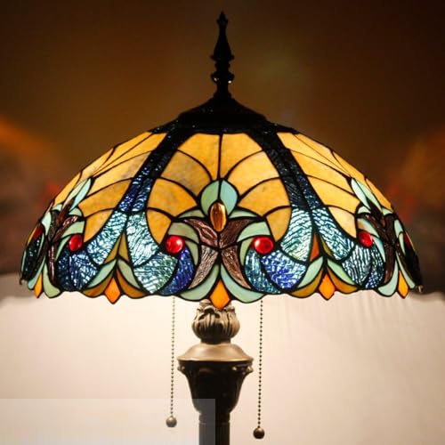 WERFACTORY Tiffany Floor Lamp 64 Inch Stained Glass Standing Reading Light
