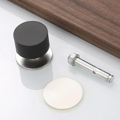 JSEIAJB Stainless Steel Rubber Door Stopper Bathroom Stop Silent Doorstop Wall Mount Bumper Home Protector(60mm high)