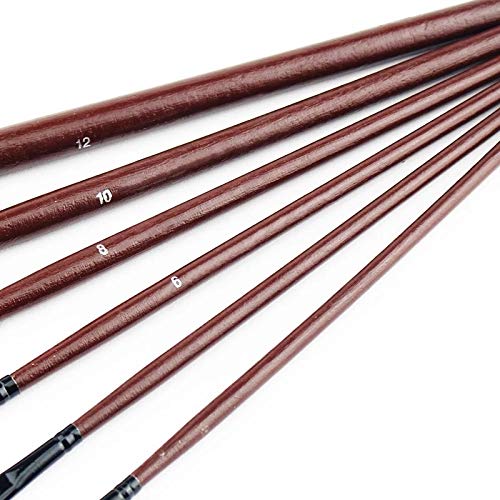 HBJWOV 6pcs/Set Flat Paint Brush Two Colors Nylon Hair Wooden Short Handle for Watercolor Oil Acrylic Paint Craft Art Supplies