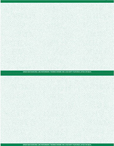 twihealthcare Green Prescription Security Laser RX Sheets - Has one perforation to yield 2 scripts per sheet (PRESLGRN2)