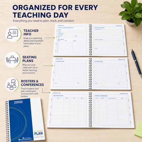 Casafoyer Teacher Lesson Plan Book, Wire-O Bound, 8 Subjects, PolyIce Cover, 9-1/4 x 12-1/4 in, Green/Blue, Lesson Planner Book for Teachers, Case of 2