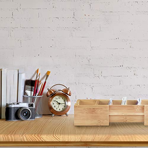 Relaxdays 3 x Accessories Bamboo Desk Set, Document Tray for A4, Letter Holder, Pen Organizer, Natural