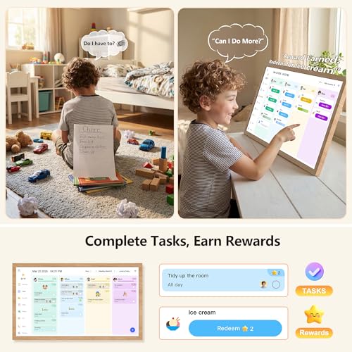 Digital Calendar – 27 Inch Electronic Wall Calendar & Chore Chart, Smart Family Organizer with Interactive Touchscreen Display, Wall Mount in Portrait or Landscape