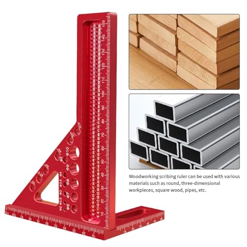 Woodworking Triangular Ruler,3D Aluminum Measuring Square Protractor for Tools