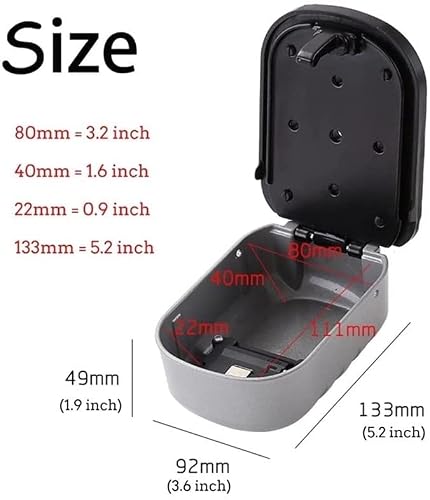 CARUTU Key Lock Box, 4 Digit Combination Outdoor Lock Box, Wall Mount Combination Lockbox for Family Members, Tradesman