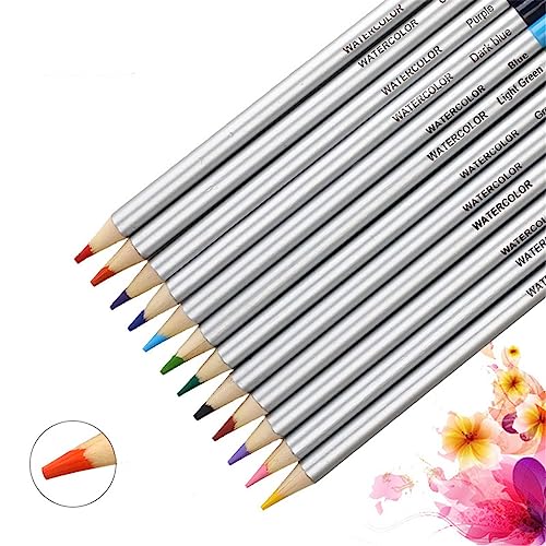 54 Pieces Sketching Water Soluble Oil 12 Colour Pencil Set Drawing Painting
