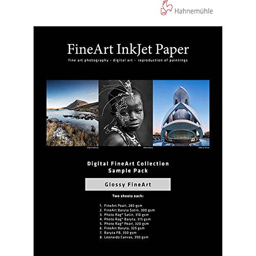 Hahnemuhle FineArt Glossy Inkjet Paper Sample Pack, 8.5x11", 14 Sheets