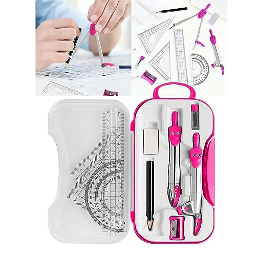 OREKPOT Compass Geometry Tool Mathematical Geometry Kit Protractor Compass Set Triangle Ruler Stationery Drawing Tool Engineering Office Tools Drafting Tools Geometry Tool Set