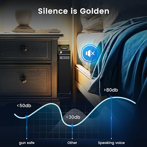 ADIMO Gun Safe for Handgun, Biometric Pistol Safe Fingerprint Quick Access Drop Down Single Mount Gun Safe with Keypad Lock and Key Lock, for Nightstand Wall Mount Bedside Desk Vehicle Bed