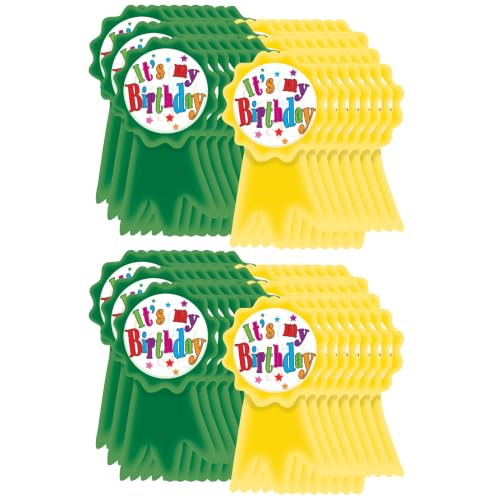 Teacher Created Resources Birthday Ribbons Wear 'Em Badges, 16 Per Pack, 6 Packs