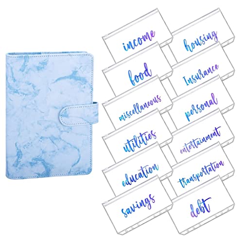 ONMYJFD A6 Rainbow Soft PVC Notebook Cover Planner Budget Binder Organizer with 12 Categories Zipper Binder Envelopes for Bill Planner(C)