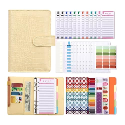 Crocodile Pattern Budget Planner Cash Envelope Binder with Envelopes A6 Pockets Wallet for Budgeting