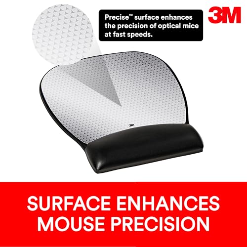 3M Precise Mouse Pad with Gel Wrist Rest, Vertex, 9.2 in x 8.7 in