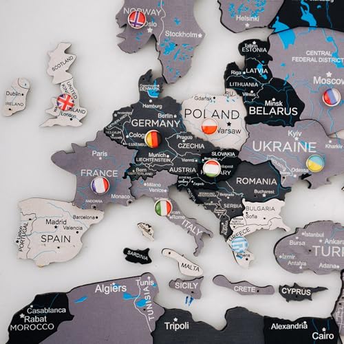 Awesometik Flags Push Pins for World Wood Map Pieces Creative National Flag Pins Thumb Tacks Country Map Push Pin Decorative Pins for Pinboards