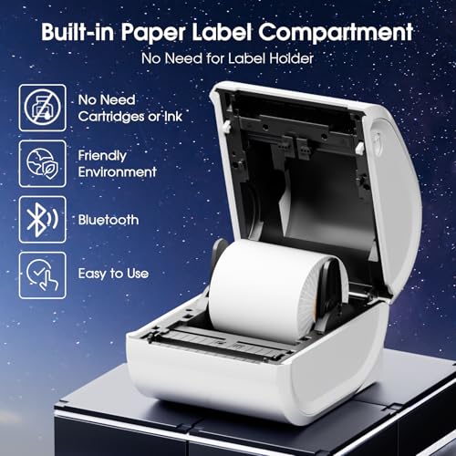 Omezizy Bluetooth Shipping Label Printer with Built-in Label Compartment