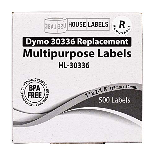 HouseLabels Compatible with Dymo 30336 Labels, 1" x 2-1/8"
