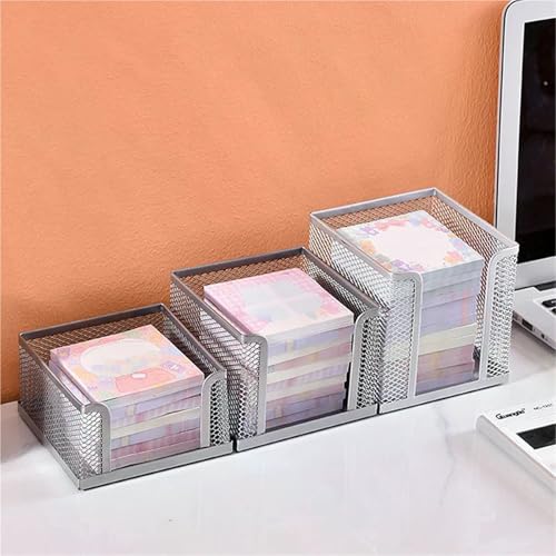 Xuanqiu Metal Mesh Desk Sticky Note Box 5-Pack Office Storage Organizer