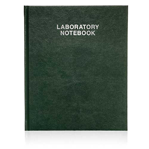 Scientific Notebook Company Green Cover Oversized Hardcover, Research Laboratory Notebook, 160 Pages, Smyth Sewn, 9 5/8" x 12 1/2", 4x4 Grid