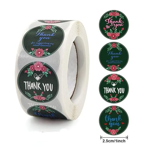 MVNOIRE Thank You Flowers Sticker Paper Labels Round Wedding Party Decor Envelope Seals Stickers