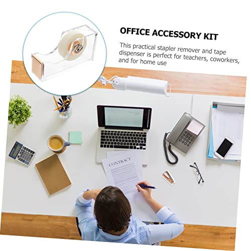 1 Tape seat Nail Remover Shipping Tape Dispenser Clear Tape Holder Paper Tape Dispenser Desk Accessories Staple Puller and Tape Dispenser Stationary Adhesive Tape Alloy Office (Golden 6.7X12CM)