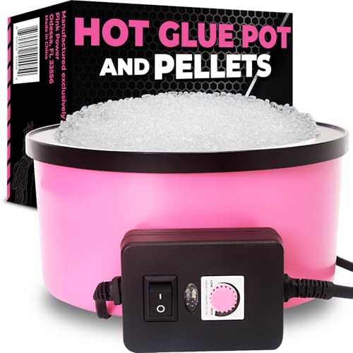 Pink Power Electric Hot Glue Pot for Crafts with 1lb Pellets Melt Skillet