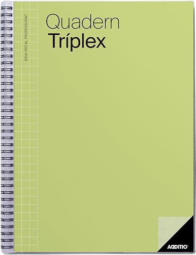 ADDITIO - Triplex Notebook for Teachers | Monthly and Weekly Planning | Assessment | Tutoring | Meetings | Ecological Paper | Size 22.5 x 31 cm | Catalan | Lime