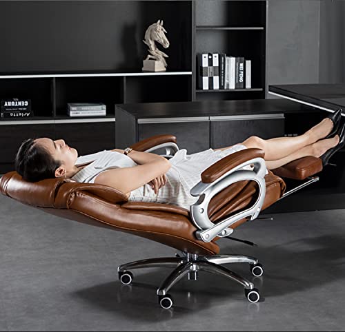 Reclining Office Chair with Footrest Big Tall Leather Adjustable Tilt Angle and Height High Back Home Desk Task Executive Chair