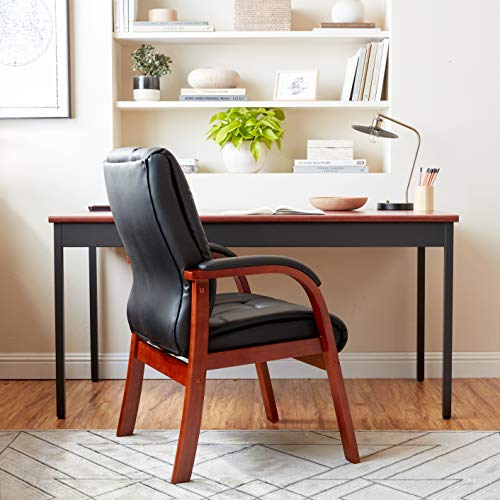 Boss Boss Office Products Mid Back Wood Finished Guest Chairs, Black/Cherry (B8999-C)