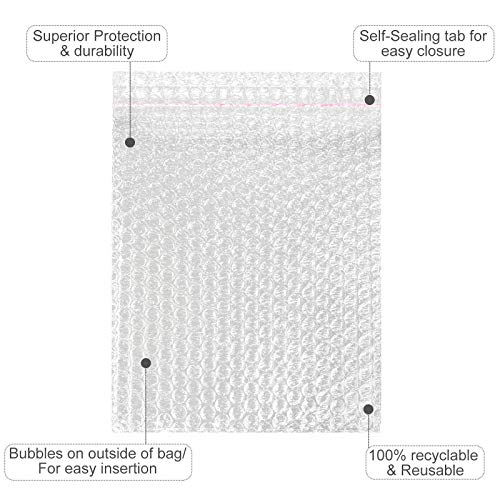 100PCS Bubble Out Bags 7”x 8-1/4”Clear Bubble Mailers, Self-Sealing Double Walled Bubble Pouch Bags for Packing, Moving, Shipping, Mailing, Bubble Cushioning Wrap Bags