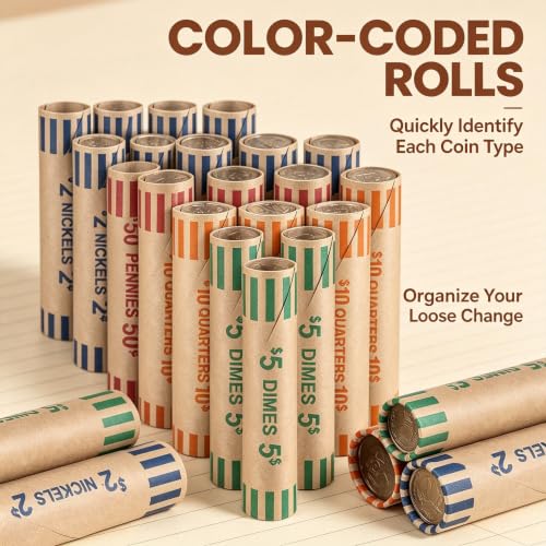 512 Pieces Assorted Coin Wrappers Rolls Preformed Coin Wrappers Coin