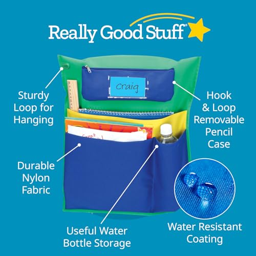 Really Good Stuff Deluxe Multi-Pocket Chair Pockets, 6-Pack, Green