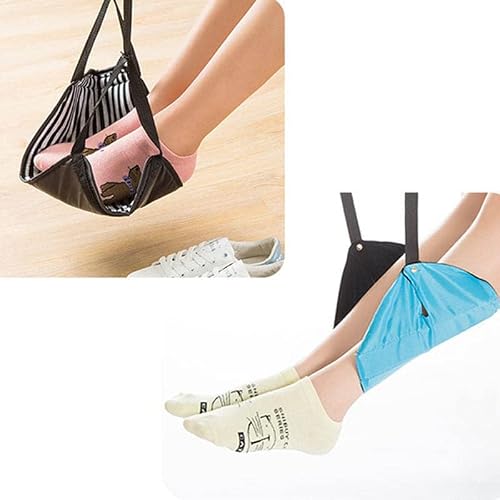 WODHAZNC Outdoor Portable Footrest Polyester Flight Foot Rest Pillows Travel Airplane Leg Hammock Relieve Feet Swelling(Gray)