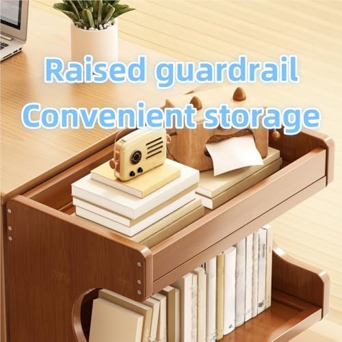 Rolling Book Cart, Mobile Bookcase with Wheels, Wooden Bookshelf, Multi-Layer Storage Rack for Bedroom, Small Space, Dormitory(19.7 * 9.8 * 4.3in)