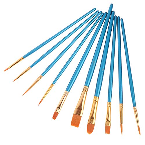 HBJWOV 10Pcs/Set Artist Paint Brush Set Nylon Hair Watercolor Acrylic Oil Painting Brushes Drawing Art Supplies