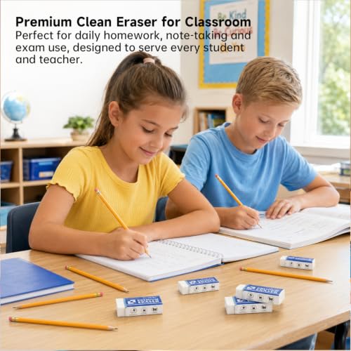 Erasers, Shuttle Art 144 Pack Premium Eraser Bulk, White Erasers Classroom Set for Kids Teachers as School and Office Supplies