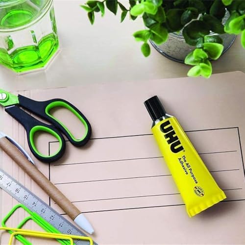 UHU All Purpose Adhesive, Fast, Strong, Crystal-Clear, Adjustable, Permanent, Transparent, 125 ml Tube, Pack of 5