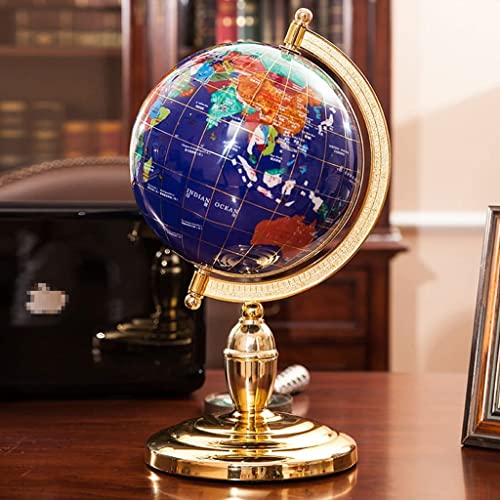 KUddYYKi World Globe 360°Rotating Globe with Gold Aluminum Alloy Stand Globes Unique Art Gems World Globe Desktop Hd Geographic Globes More Stable